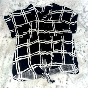 Girls Wonder Nation button up tie shirt